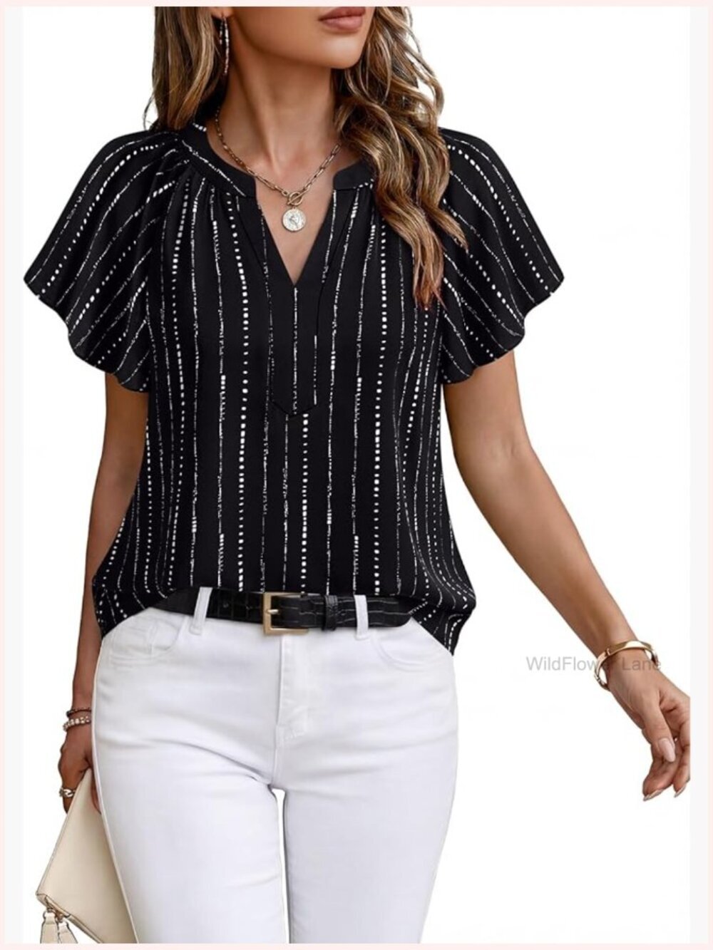 Short Sleeve Chiffon Blouse Business Casual Work Top Summer